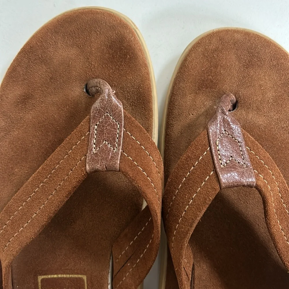 Island Slipper Ultimate Suede Flip Flop Sandals Brown Cognac Color Mens Size 8